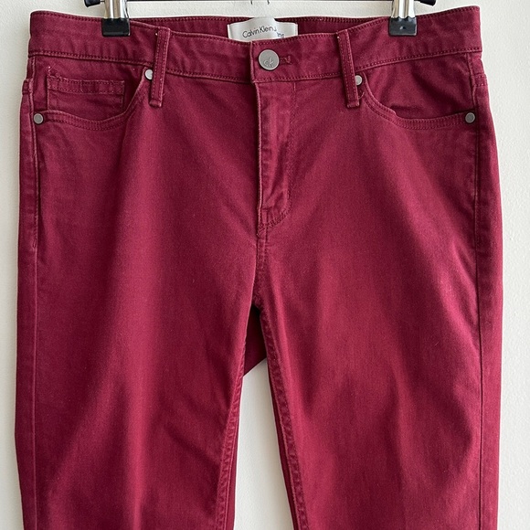 Calvin Klein Jeans Red/Burgundy Skinny Ankle Pants, Size 8 - Picture 2 of 16